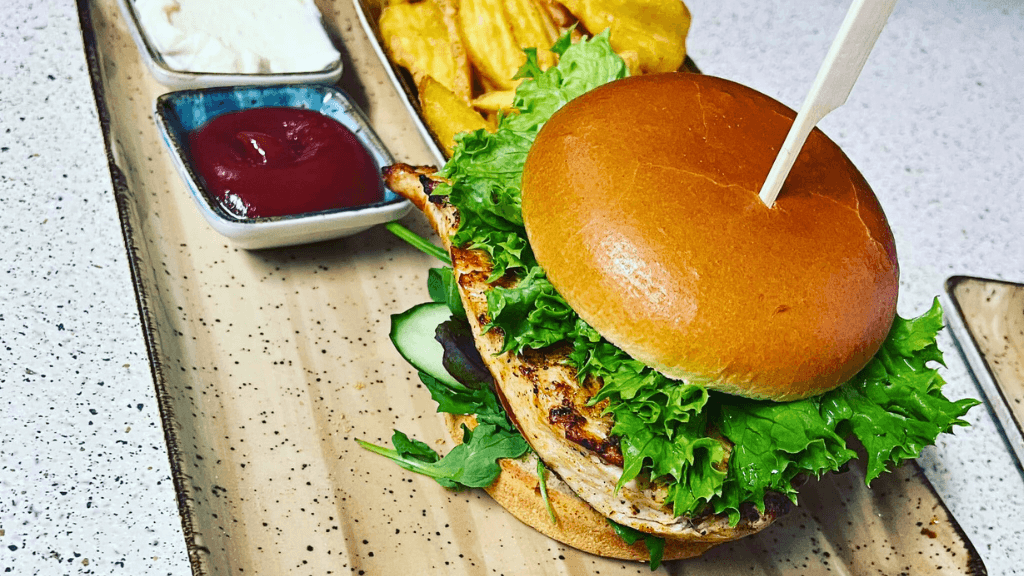 Burger with fries at Café 89